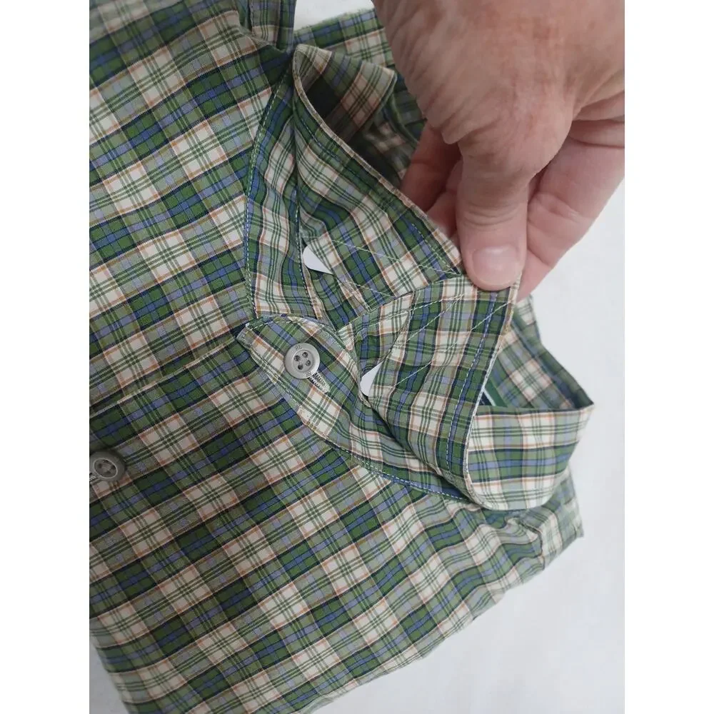 Banana Republic Mens Green Plaid Button SS Shirt Sz XL Chest 50